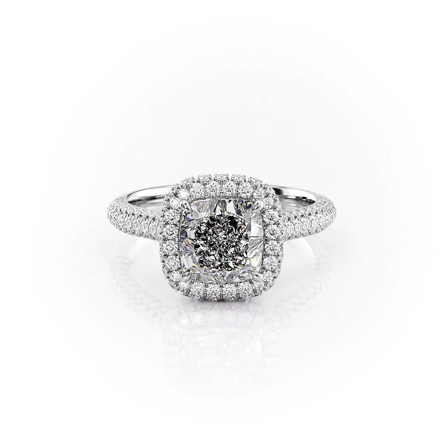 The Katelyn Set With Cushion Pave Lab Diamond 1 Carat 14K White#material_14k-white