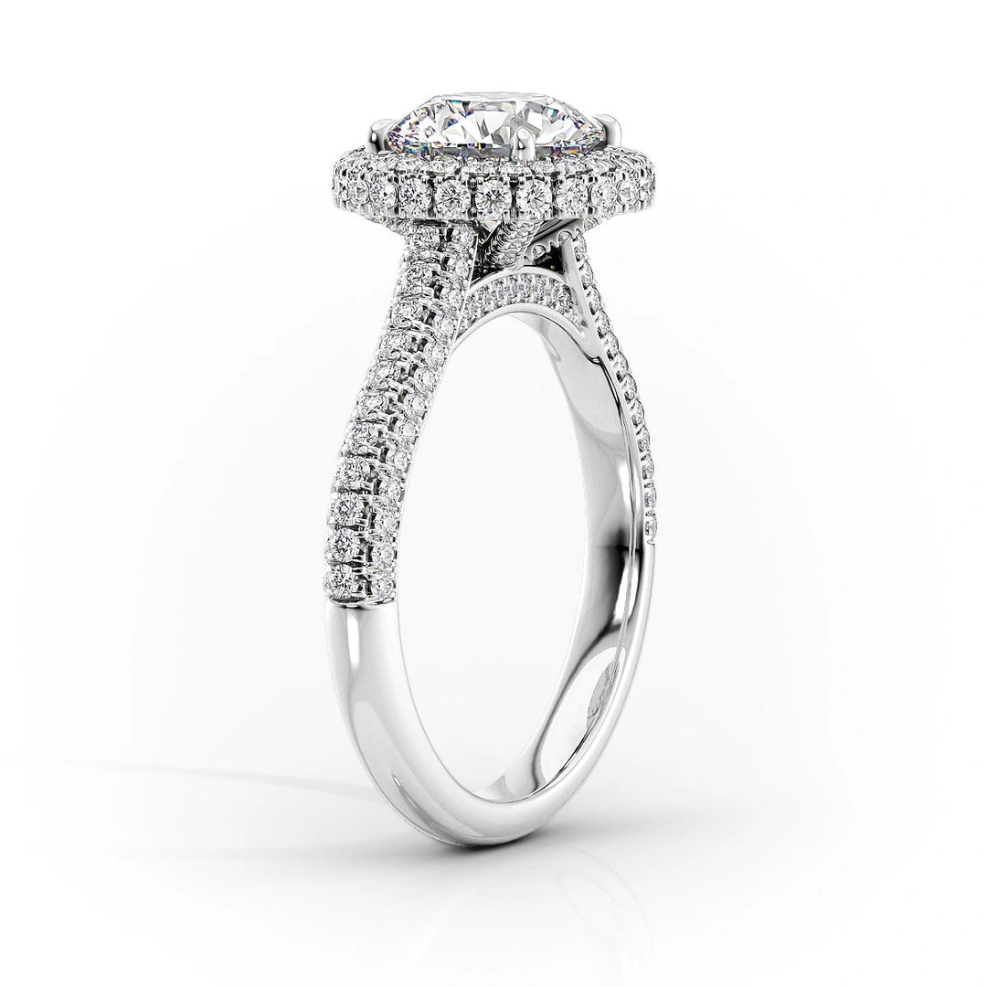 The Katelyn Set With Cushion Pave Lab Diamond 1.5 Carat 14K White#material_14k-white