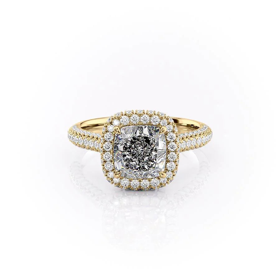 The Katelyn Set With Cushion Pave Lab Diamond 1 Carat 18K Gold#material_18k-gold