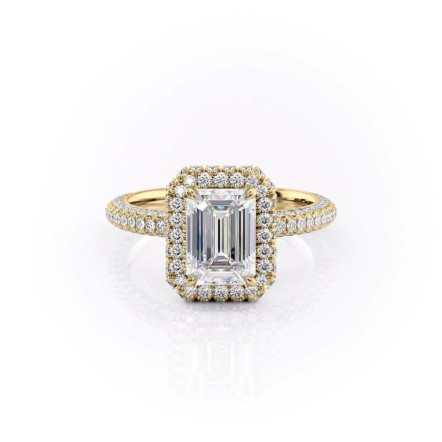 The Katelyn Set With Emerald Pave Lab Diamond 1 Carat 14K Gold#material_14k-gold