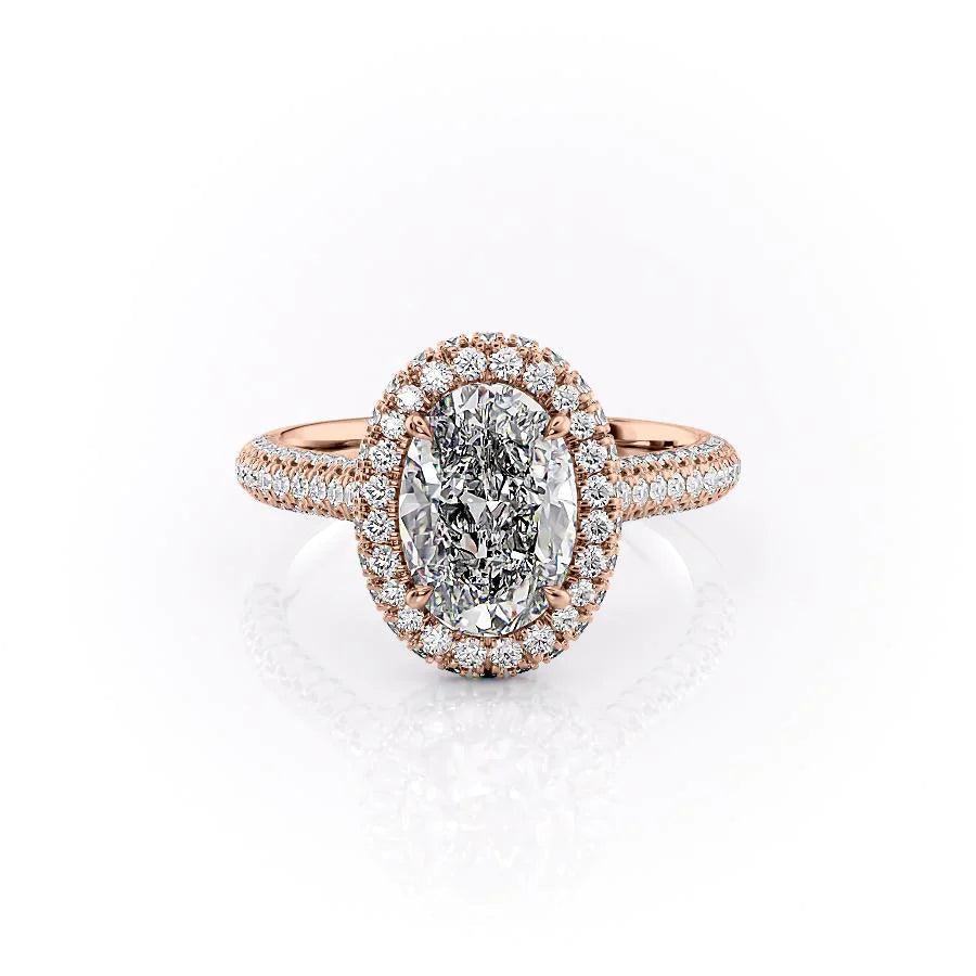 The Katelyn Set With Oval Pave Lab Diamond 1 Carat 14K Rose#material_14k-rose