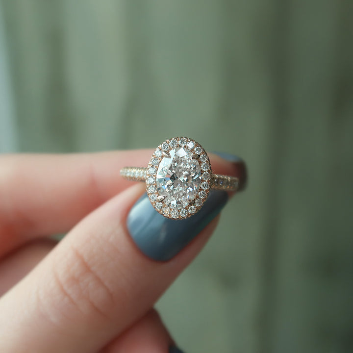 The Katelyn Set With Oval Pave Lab Diamond 3 Carat 14K Rose#material_14k-rose