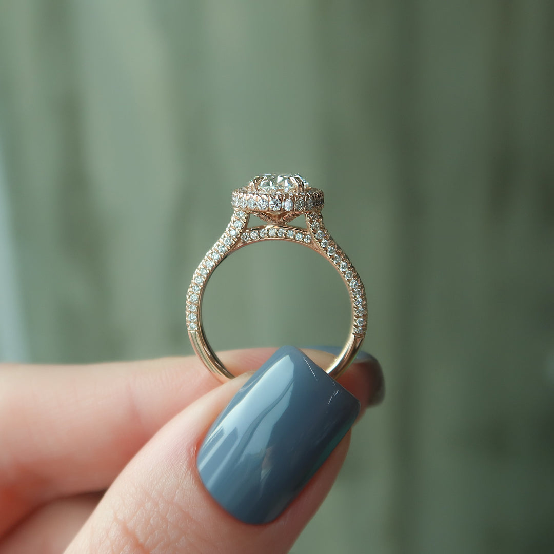 The Katelyn Set With Oval Pave Moissanite#material_14k-rose