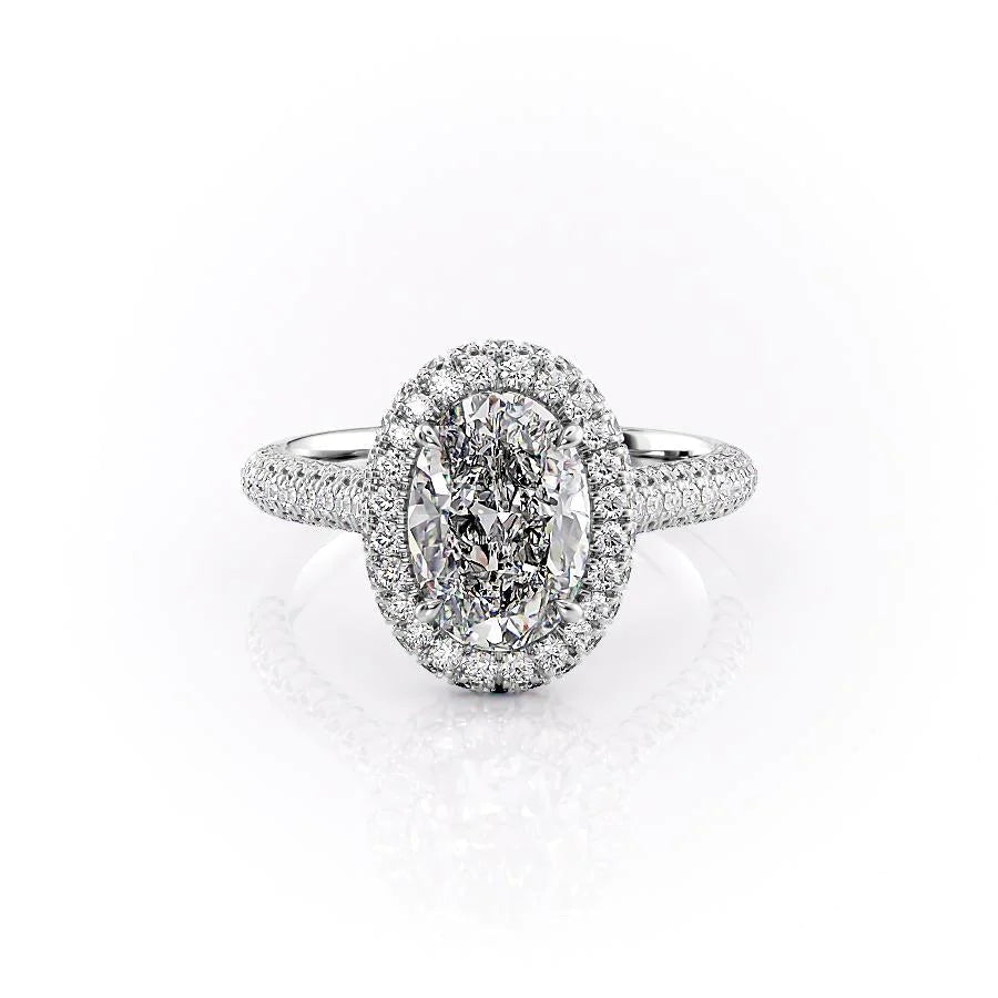 The Katelyn Set With Oval Pave Lab Diamond 1 Carat 14K White#material_14k-white