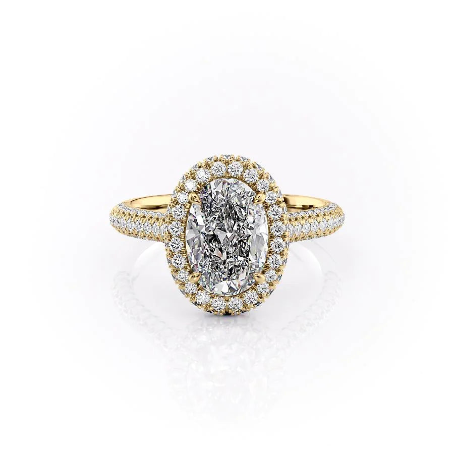 The Katelyn Set With Oval Pave Lab Diamond 1 Carat 18K Gold#material_18k-gold