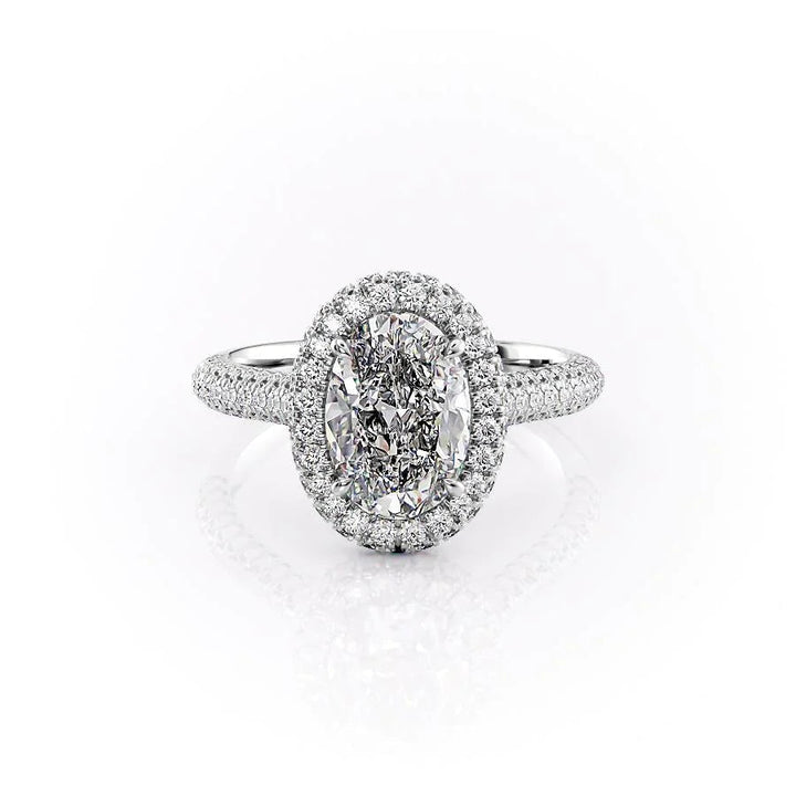 The Katelyn Set With Oval Pave Lab Diamond 1 Carat 18K White#material_18k-white