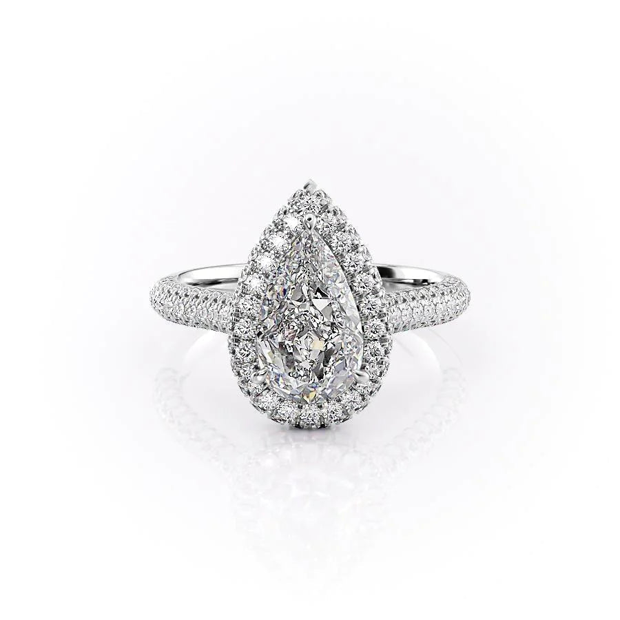 The Katelyn Set With Pear Pave Lab Diamond 1 Carat 14K White#material_14k-white