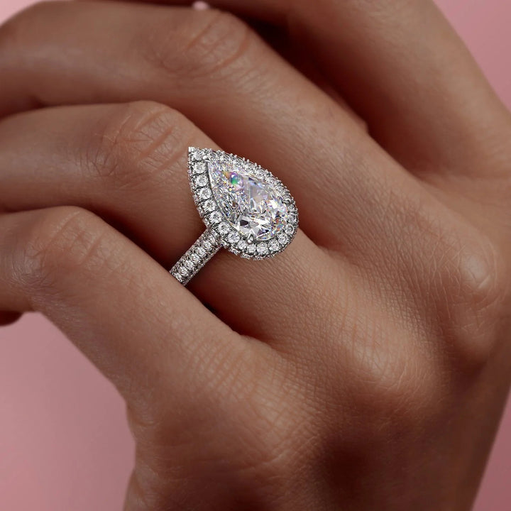 The Katelyn Pear Lab Diamond Moissanite Engagement Ring *Shown with 2 ct #material_white