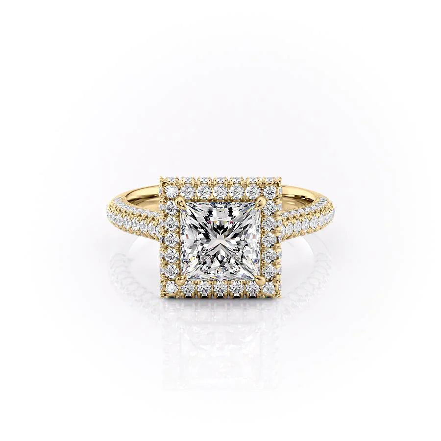 The Katelyn Set With Princess Pave Moissanite#material_14k-gold