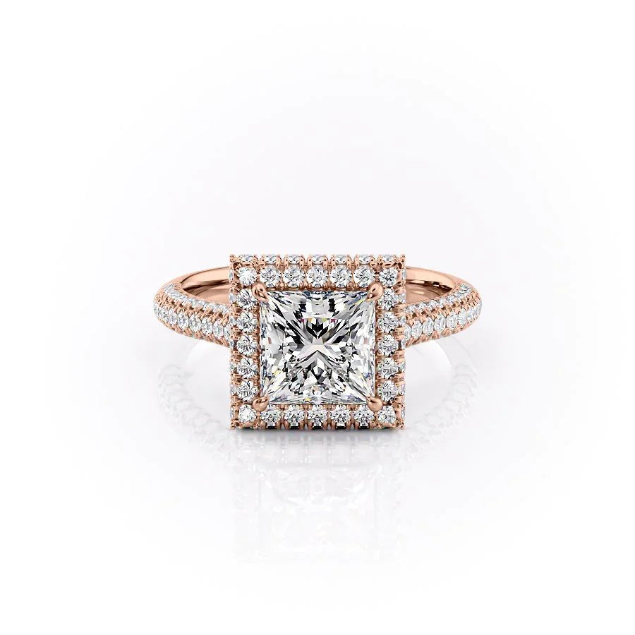 The Katelyn Set With Princess Pave Lab Diamond 1 Carat 14K Rose#material_14k-rose