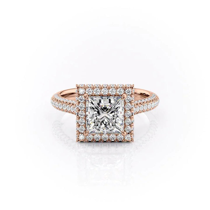 The Katelyn Set With Princess Pave Moissanite#material_14k-rose