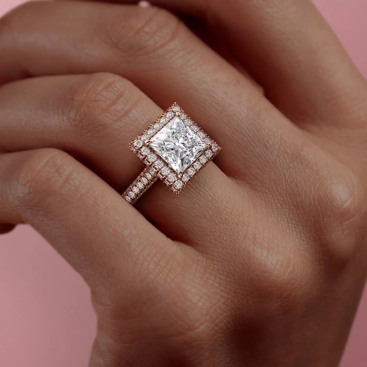 The Katelyn Set With Princess Pave Lab Diamond 3 Carat 14K Rose#material_14k-rose