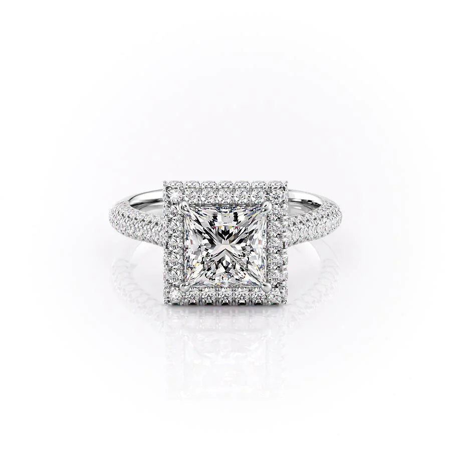 The Katelyn Set With Princess Pave Lab Diamond 1 Carat 14K White#material_14k-white