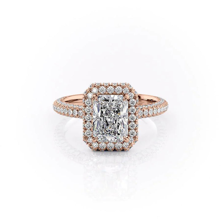 The Katelyn Set With Radiant Pave Lab Diamond 1 Carat 14K Rose#material_14k-rose