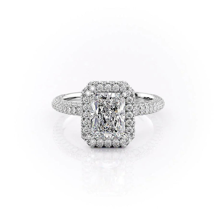 The Katelyn Set With Radiant Pave Lab Diamond 1 Carat 14K White#material_14k-white