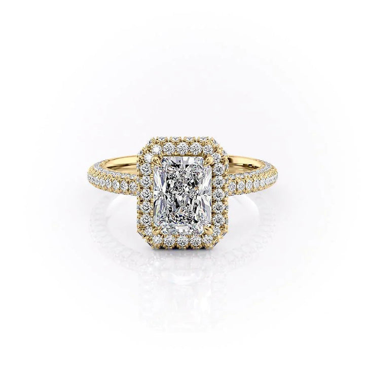 The Katelyn Set With Radiant Pave Lab Diamond 1 Carat 18K Gold#material_18k-gold