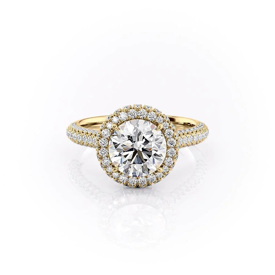 The Katelyn Set With Round Pave Moissanite#material_14k-gold