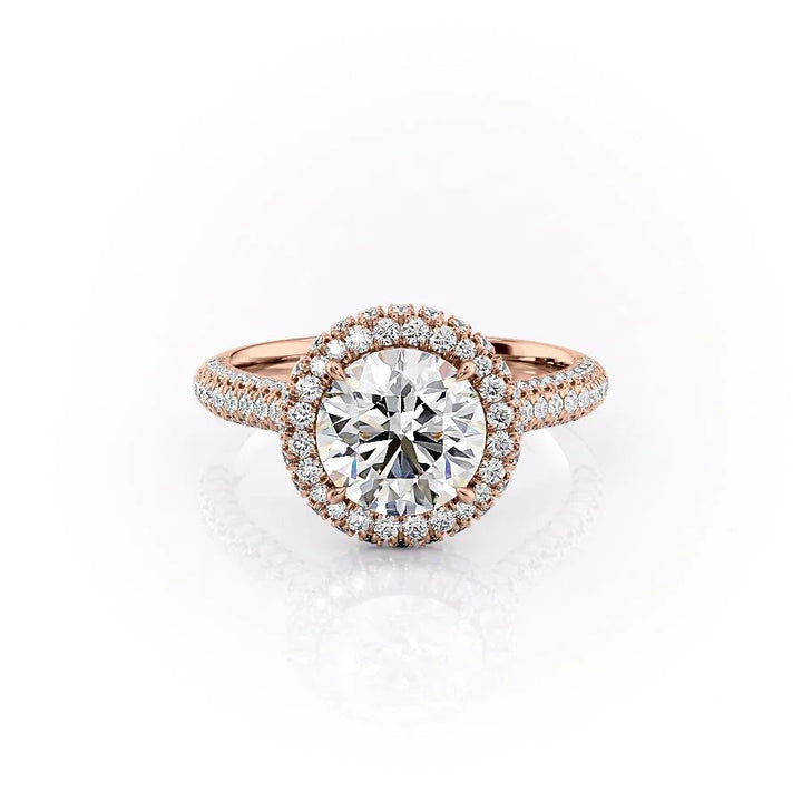 The Katelyn Set With Round Pave Lab Diamond 1 Carat 14K Rose#material_14k-rose