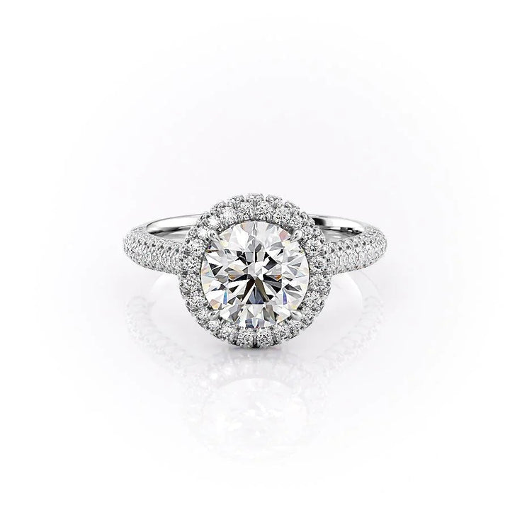 The Katelyn Set With Round Pave Lab Diamond 1 Carat 14K White#material_14k-white