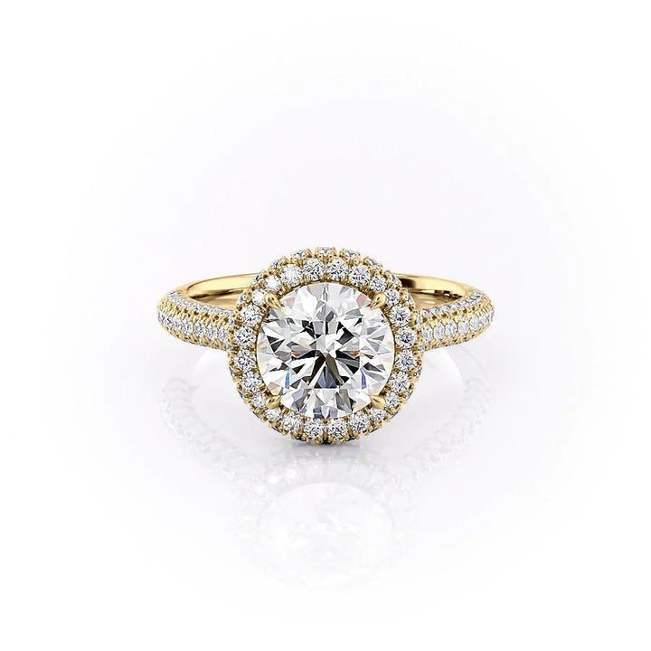 The Katelyn Set With Round Pave Lab Diamond 1 Carat 18K Gold#material_18k-gold