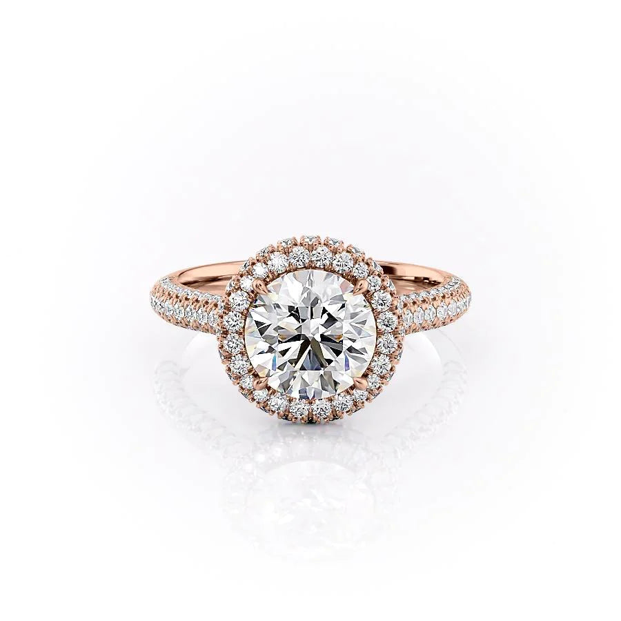 The Katelyn Set With Round Pave Moissanite#material_18k-rose