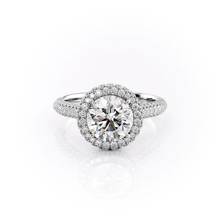 The Katelyn Set With Round Pave Lab Diamond 1 Carat 18K White#material_18k-white