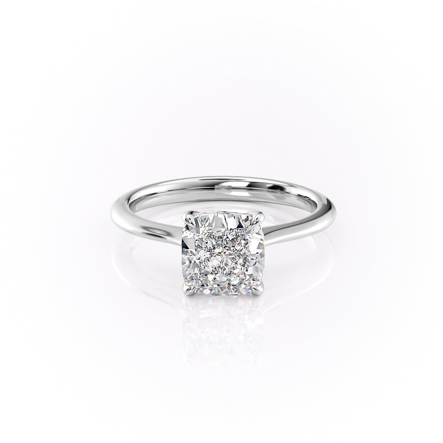 The Kendall Set With Cushion Solitaire Lab Diamond 1 Carat 14K White#material_14k-white