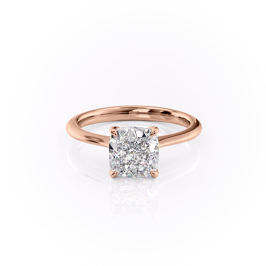 The Kendall Set With Cushion Solitaire Lab Diamond 1 Carat 18K Rose#material_18k-rose