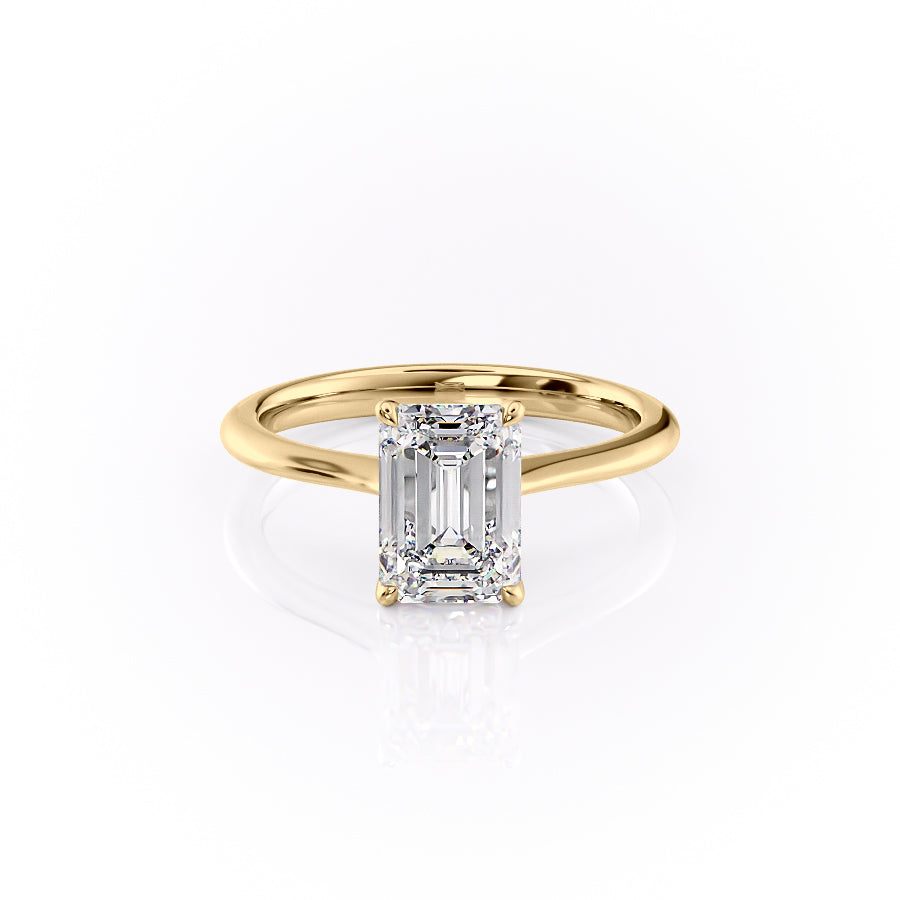 The Kendall Set With Emerald Solitaire Moissanite#material_14k-gold