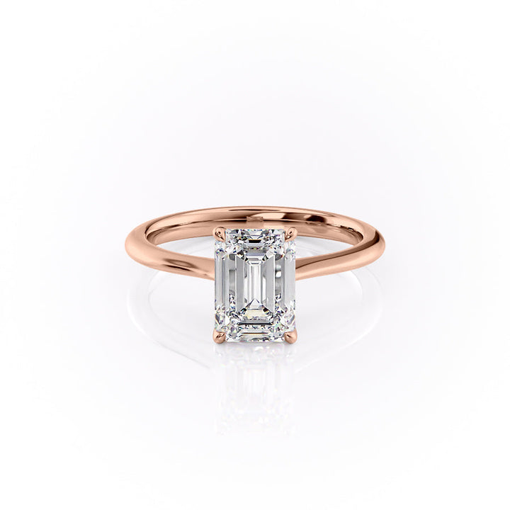 The Kendall Set With Emerald Solitaire Moissanite#material_14k-rose