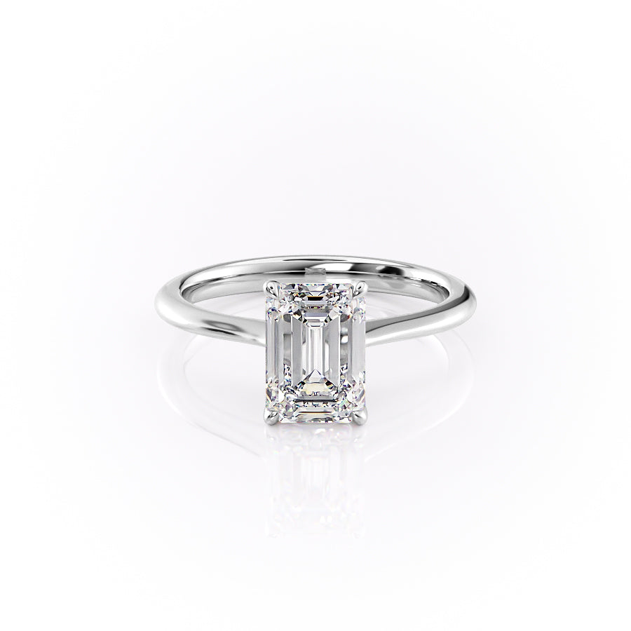 The Kendall Set With Emerald Solitaire Moissanite#material_14k-white