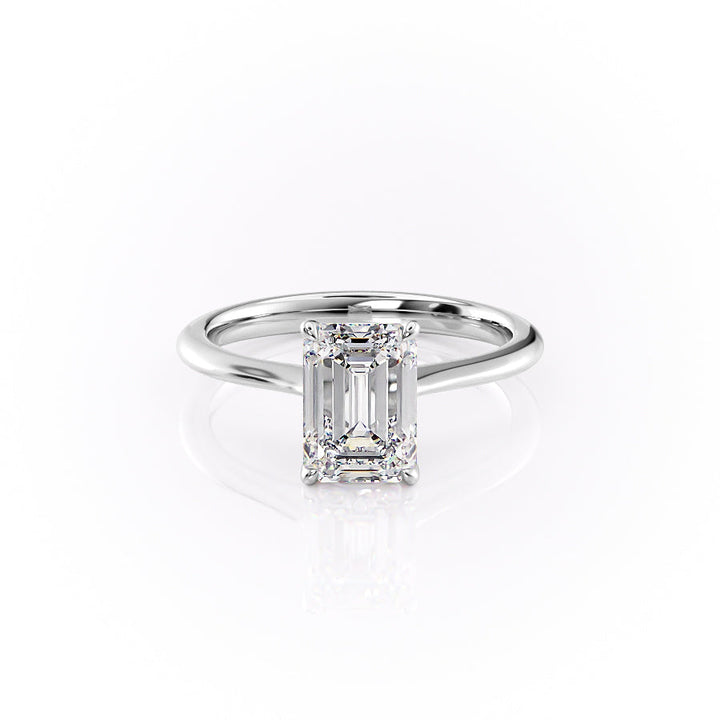 The Kendall Set With Emerald Solitaire Moissanite#material_14k-white