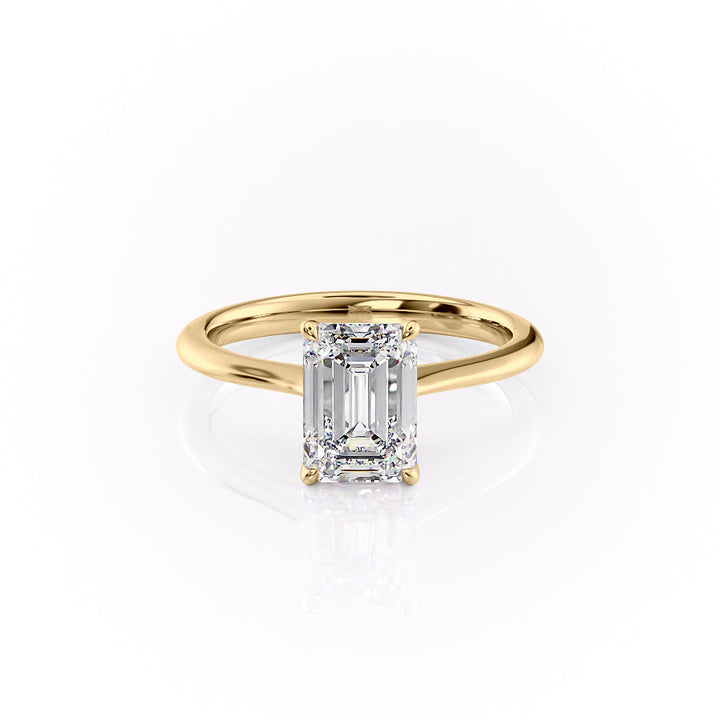 The Kendall Set With Emerald Solitaire Moissanite#material_18k-gold