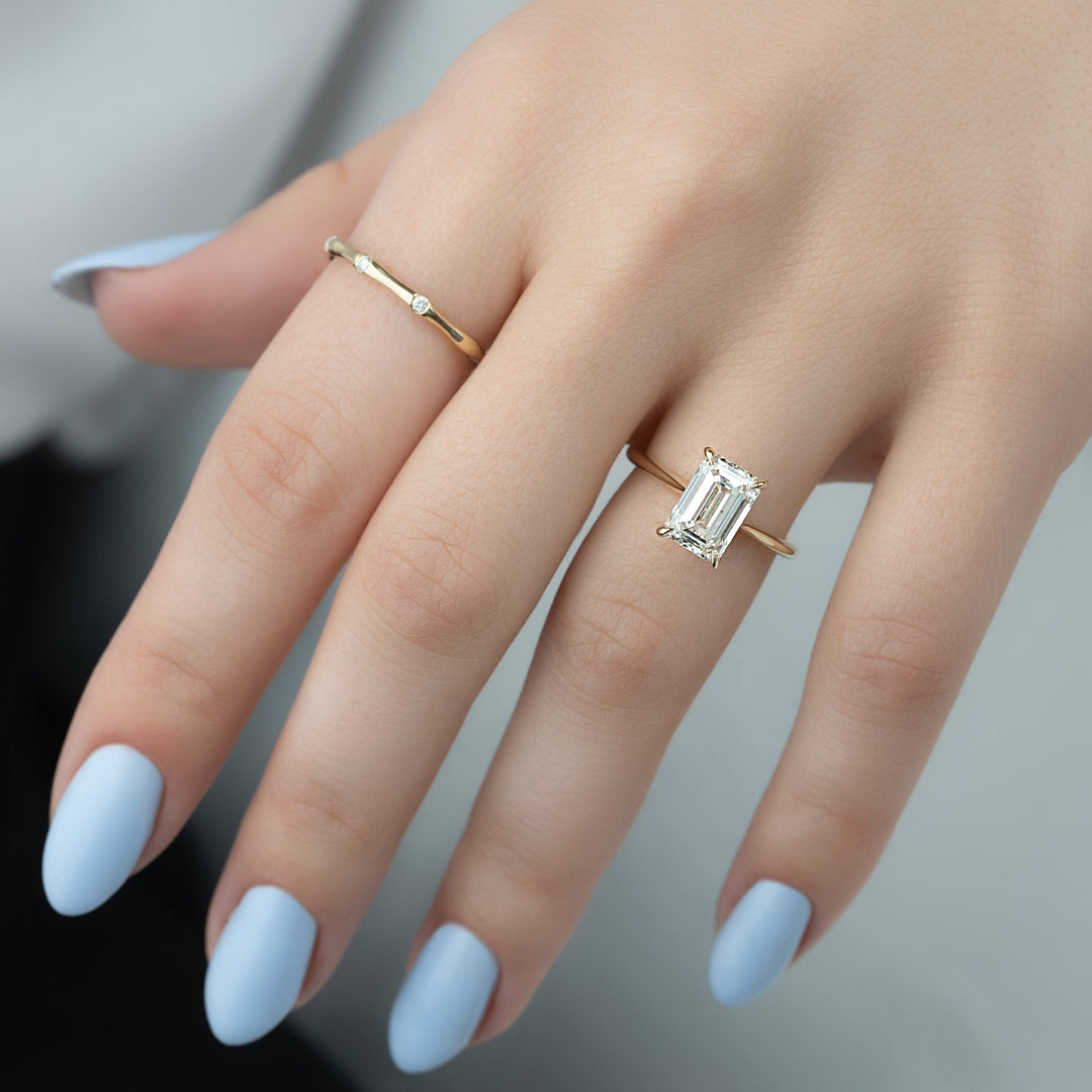 The Kendall Emerald Lab Diamond Moissanite Engagement Ring