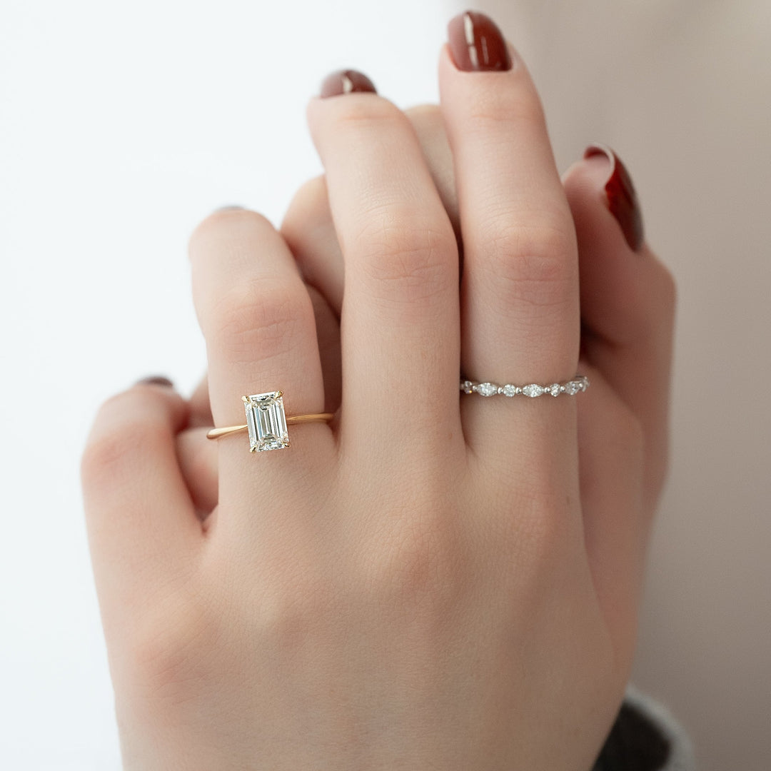 The Kendall Emerald Lab Diamond Moissanite Engagement Ring