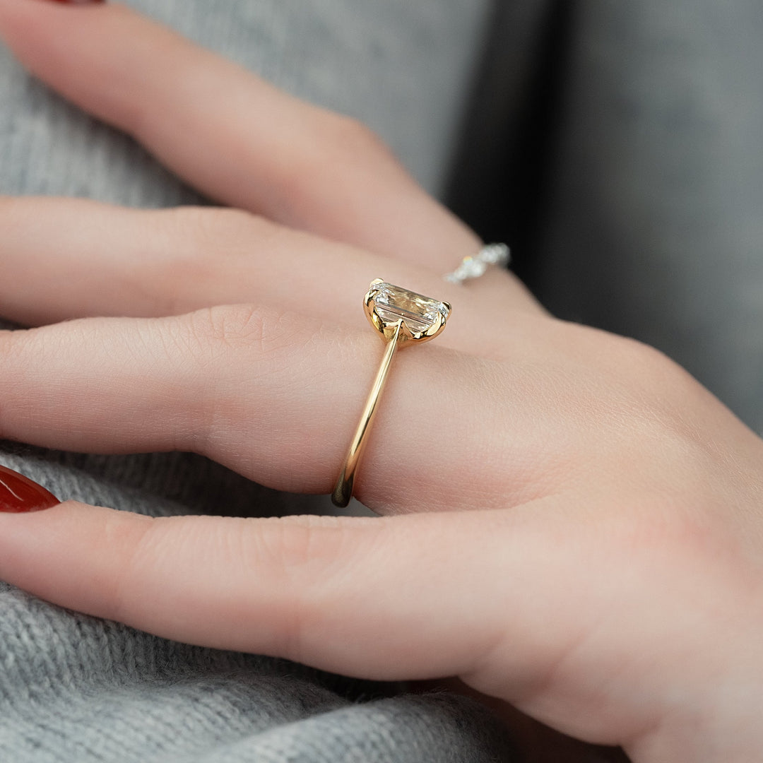 The Kendall Emerald Lab Diamond Moissanite Engagement Ring