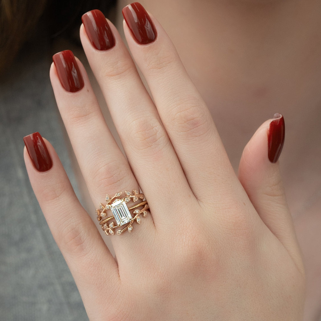 The Kendall Emerald Lab Diamond Moissanite Engagement Ring