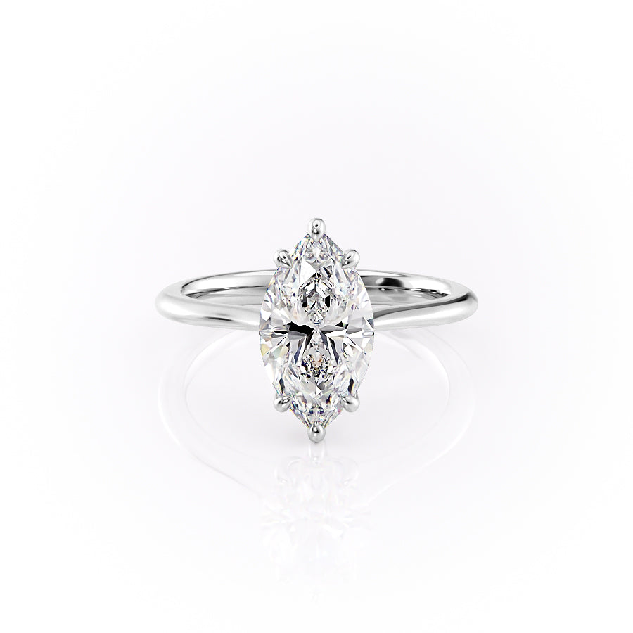 The Kendall Set With Marquise Solitaire Lab Diamond 1 Carat 14K White#material_14k-white