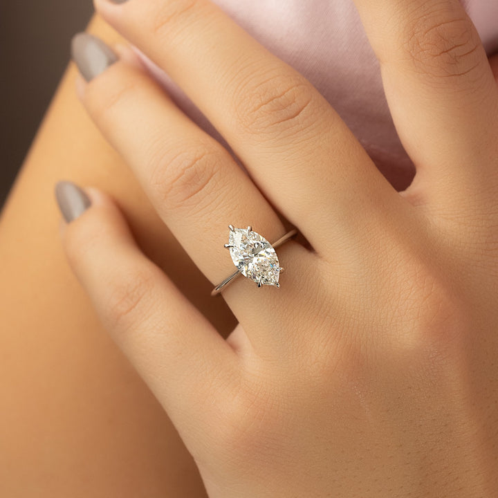 The Kendall Set With Marquise Solitaire Lab Diamond 2 Carat 14K White#material_14k-white