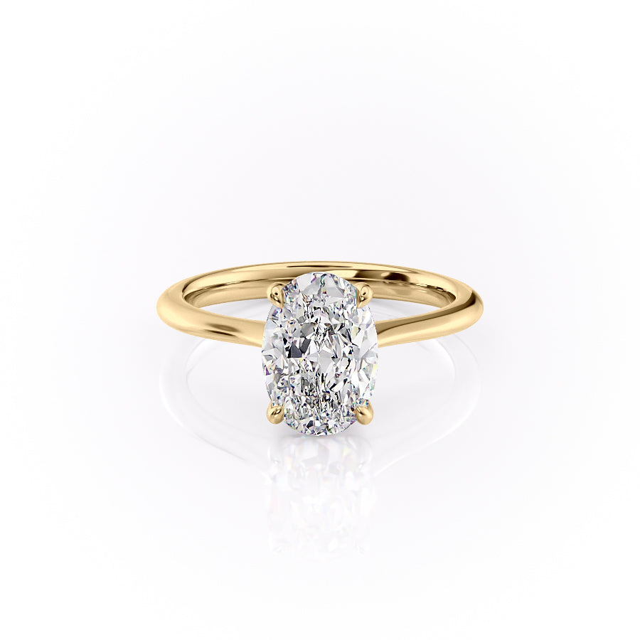 The Kendall Set With Oval Solitaire Lab Diamond 1 Carat 14K Gold#material_14k-gold