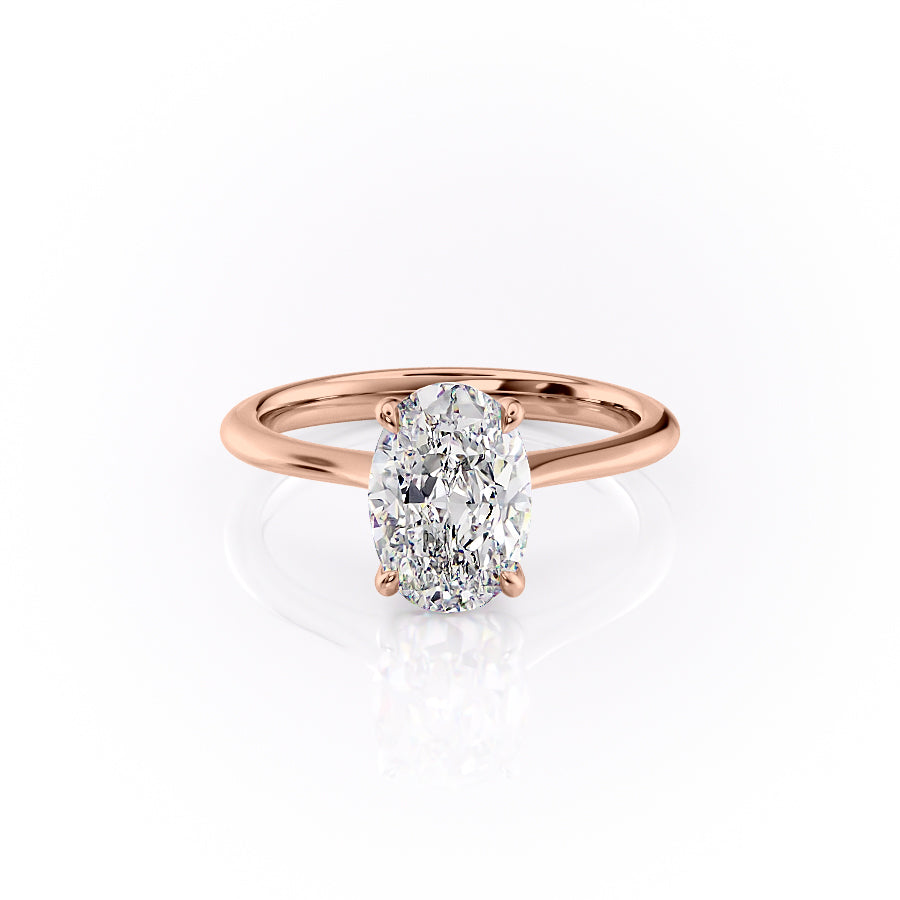 The Kendall Set With Oval Solitaire Moissanite#material_14k-rose