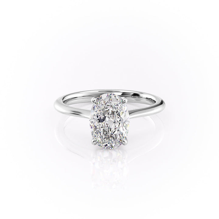 The Kendall Set With Oval Solitaire Lab Diamond 1 Carat 14K White#material_14k-white