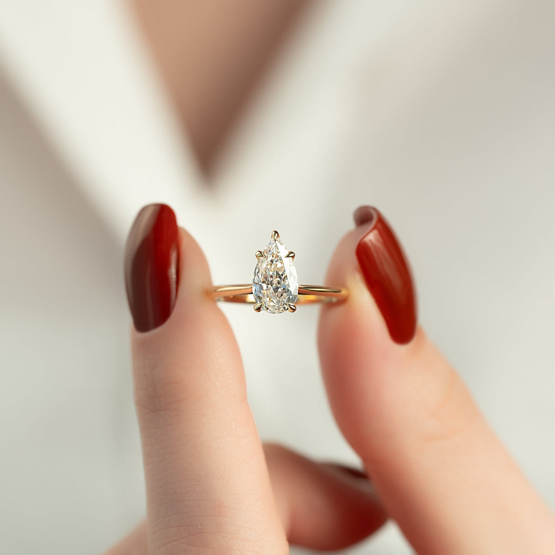 The Kendall Pear Lab Diamond Moissanite Engagement Ring