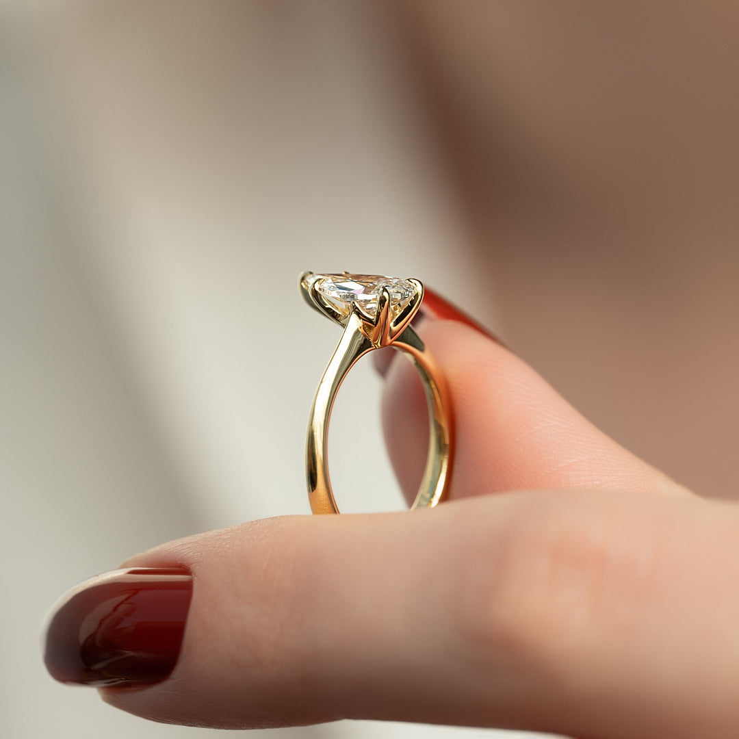 The Kendall Pear Lab Diamond Moissanite Engagement Ring