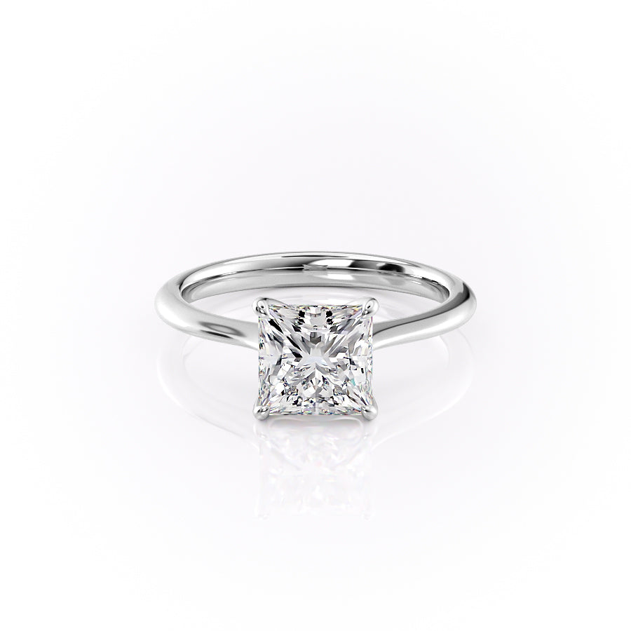 The Kendall Set With Princess Solitaire Lab Diamond 1 Carat 14K White#material_14k-white