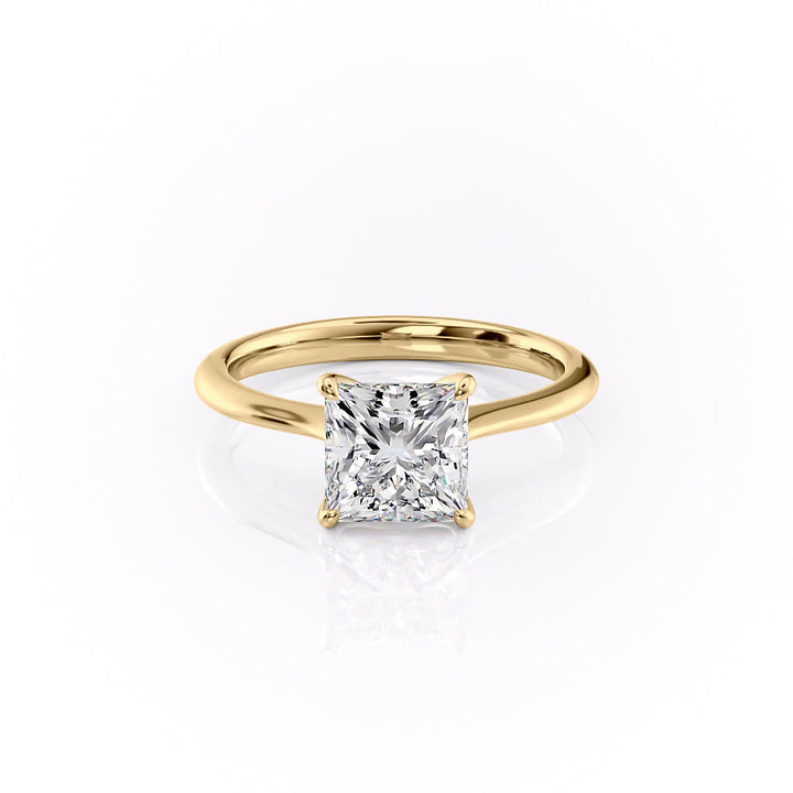 The Kendall Set With Princess Solitaire Moissanite#material_18k-gold