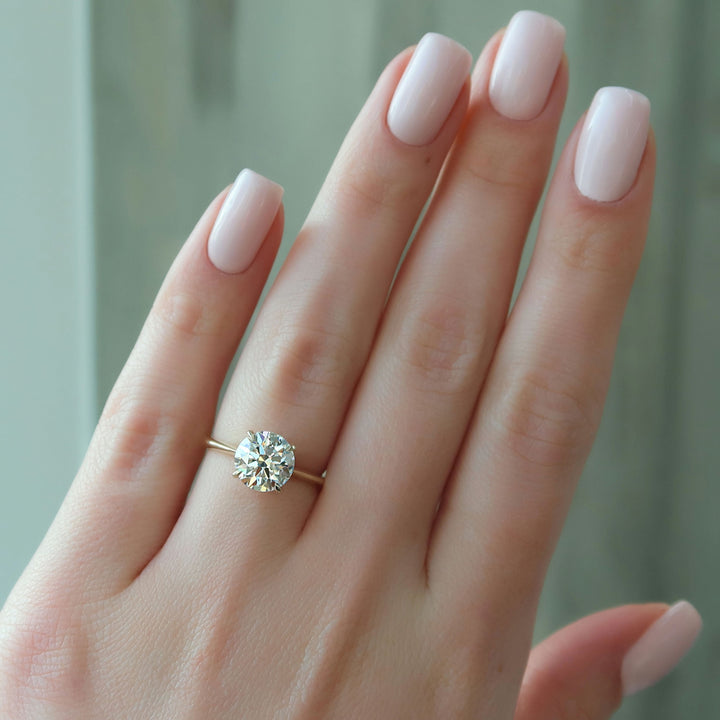 The Kendall Set With Round Solitaire Moissanite#material_14k-gold