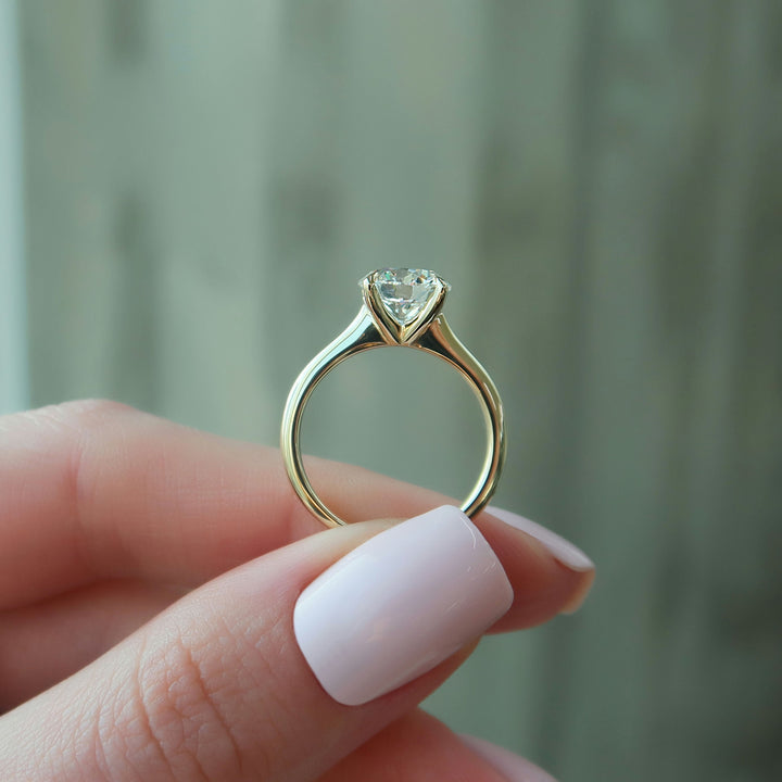 The Kendall Set With Round Solitaire Moissanite#material_14k-gold