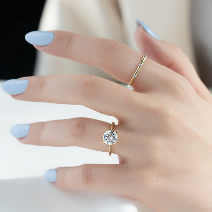 The Kendall Set With Round Solitaire Lab Diamond 1 Carat 14K Gold#material_14k-gold