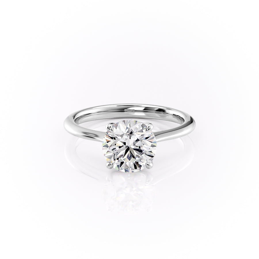 The Kendall Set With Round Solitaire Lab Diamond 1 Carat 14K White#material_14k-white